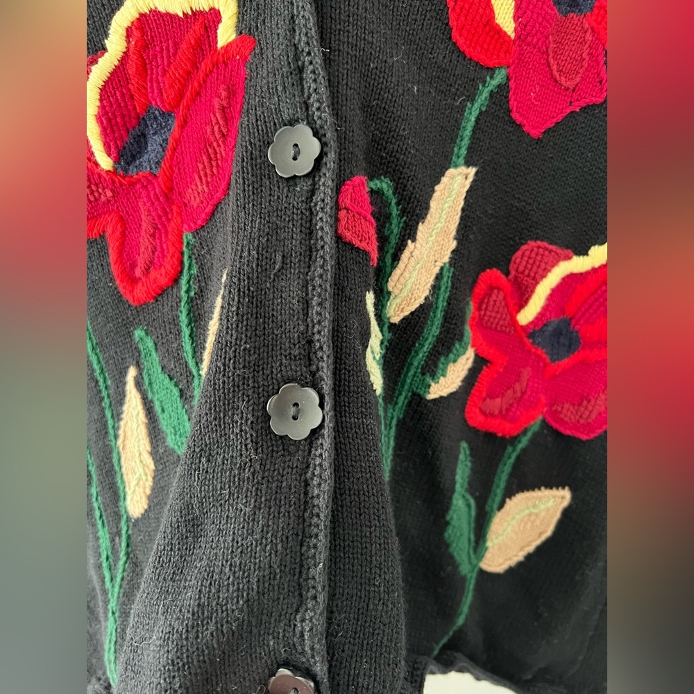 Floral Embroidered Black Sweater - Picture 5 of 7